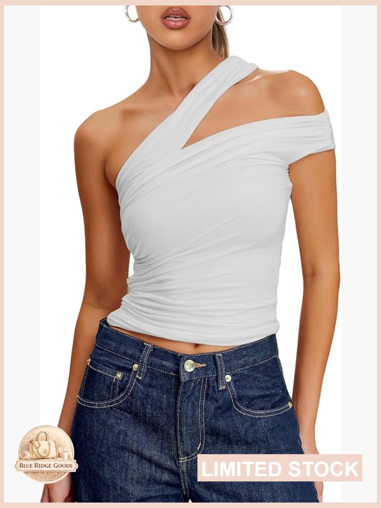Off Shoulder Cut Out Tank Top Sleeveless Cami Fitted Bodice Casual Chic